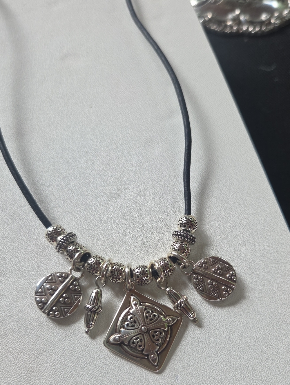 Brighton Charm Pendant Necklace On Black Cord